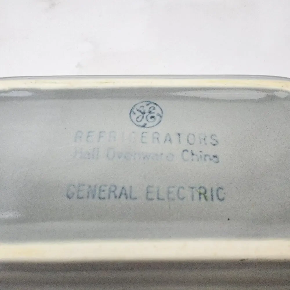 General Electric Refrigerator Covered Dish by Hall China Ohio Gray & Yellow